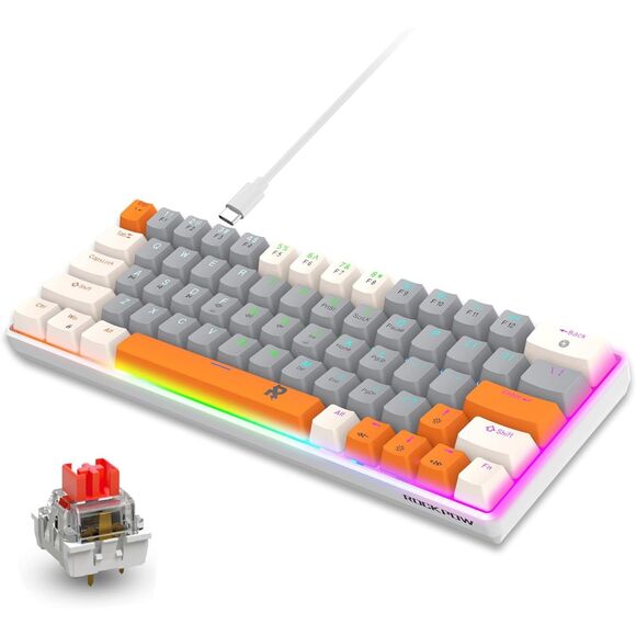 Mechanical Gaming Keyboard 60% Mini Wired Keyboard LED Backlit Compact 63 Keys - Picture 1 of 11
